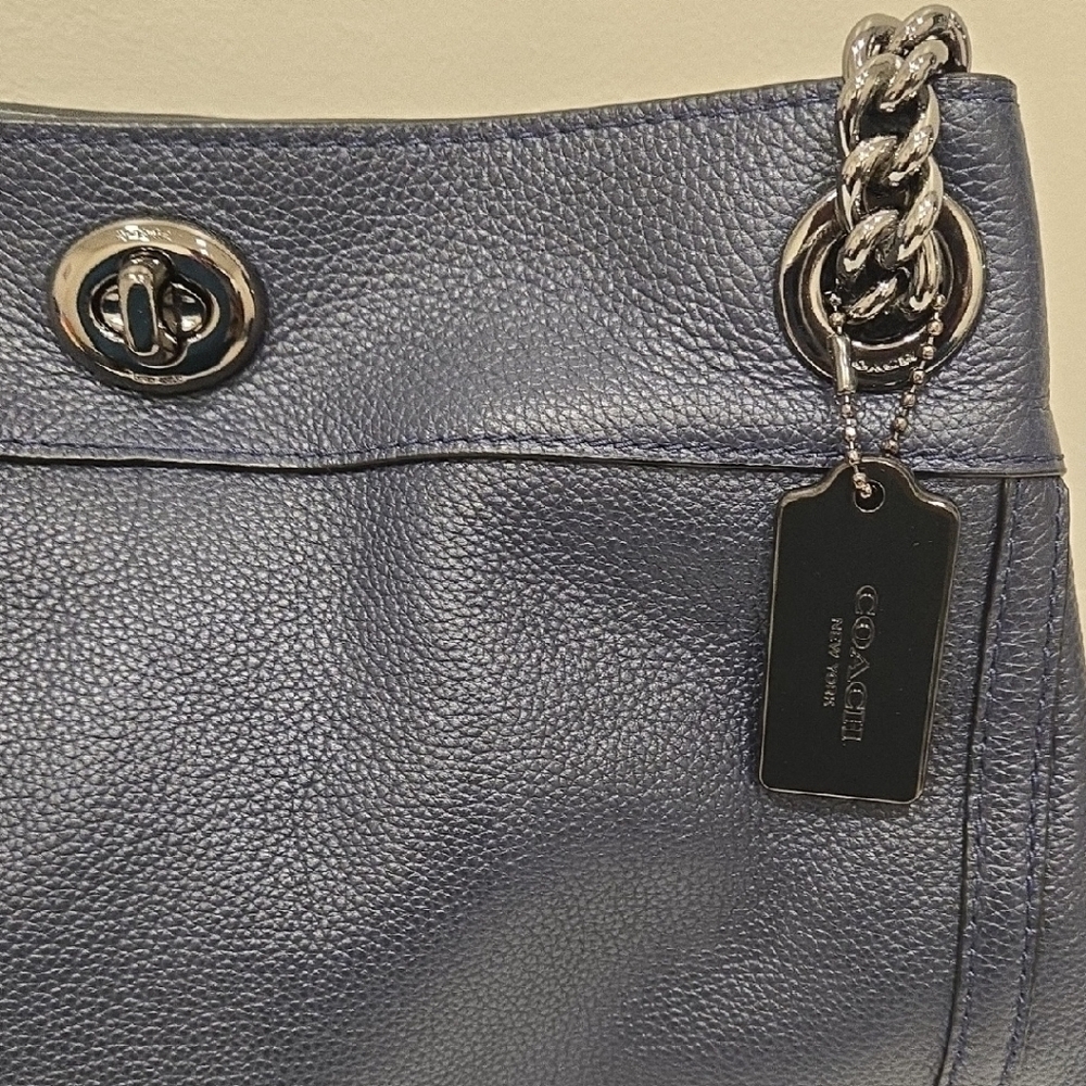 Coach Midnight Blue Leather Shoulder Bag - Picture 3 of 16